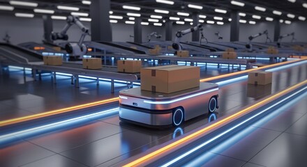 Autonomous Mobile Robot Carrying Cardboard Box in Smart Warehouse