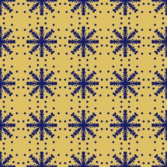 Seamless Mediterranean ceramic tile pattern with traditional hand-painted floral and geometric...