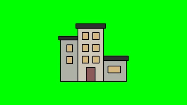 Minimal Urban Building Icon with Clean Flat Design for Property and Web Use