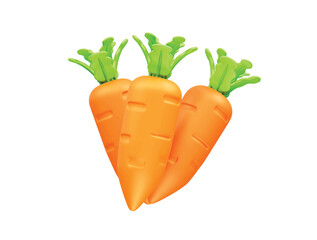 Carrots with Green Tops 3d icon illustration render