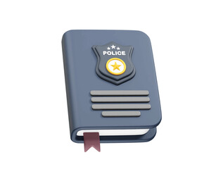 Police Law Book with Badge Icon 3d rendering illustration
