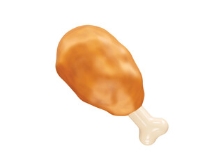 Fried Chicken Drumstick icon 3d rendering illustration
