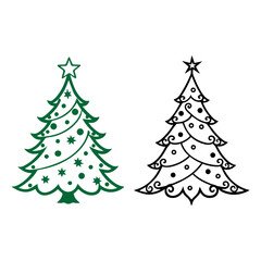 Decorated Christmas Tree Vector Set | Festive Holiday Tree Illustration