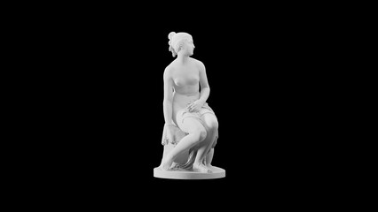 Classical White [Reclining / Seated] Statue Isolated on Black Background - Art Illustration
