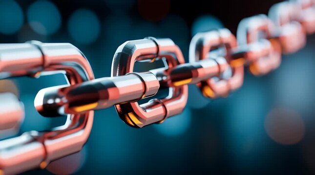 Metal chain link connection security strength high level planning technology industry metallic chain connection link strength security high level