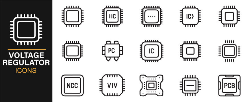 Electronics components and voltage control line icon pack