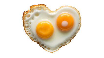 Heart shaped fried eggs on transparent background for love