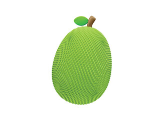 Jackfruit with Green Leaf and Stem icon 3d illustration