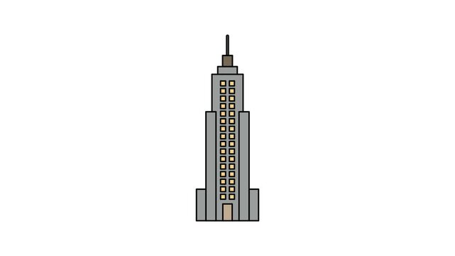 Modern High Rise Building Icon with Minimal Flat Architecture Design