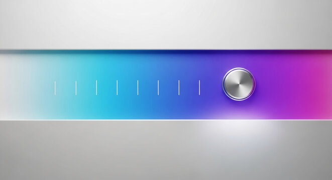 Image of a horizontal slider with a metallic knob and a colorful gradient background, representing control, adjustment, or measurement interface - Powered by Adobe