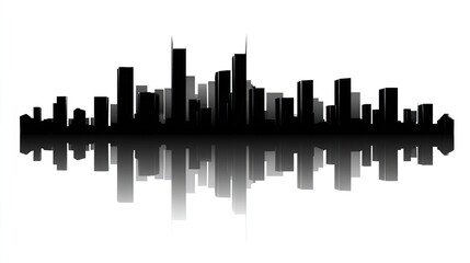 City Skyline Silhouette: A stark silhouette of a cityscape against a simple backdrop. This monochrome representation captures the essence of urban development and architecture.