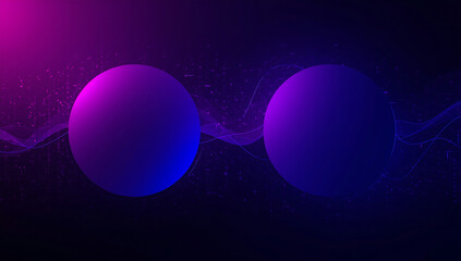 Two Large Gradient Spheres, Pink and Blue, on a Dark Background with Wavy Light Patterns purple