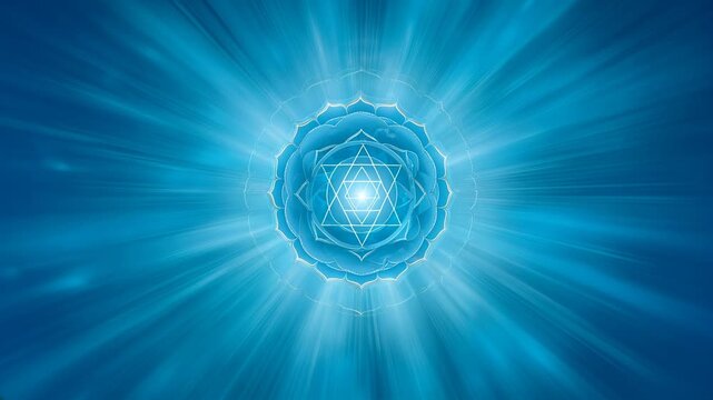 5th fifth chakra vishudda throat chakra emitting light blue energy
