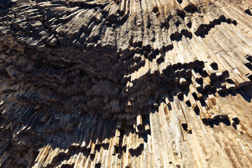 "Symphony of the Stones" - basalt rocks composed of natural regular hexagonal prisms - one of the major landmark of the region. Garni Gorge, Kotayk Province, Armenia