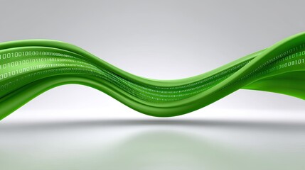 Abstract Green Wavy Lines with Binary Code Background for Technology or Digital Concepts in Creative and Modern Design
