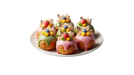 Sweet takoyaki with fruits toppings