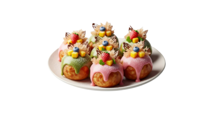 Sweet takoyaki with fruits toppings