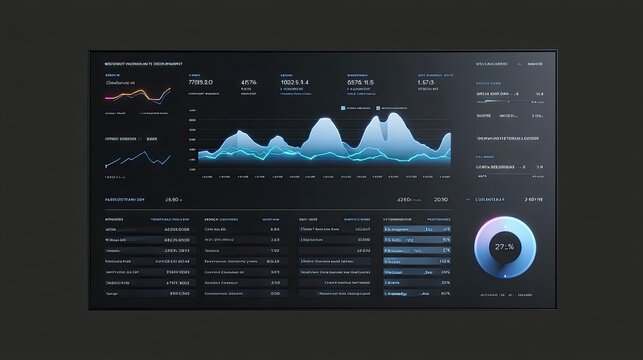 Detailed Financial Dashboard Displaying Real-Time Market Data with Graphs and Metrics for Business Analysis and Strategic Decisions - Powered by Adobe