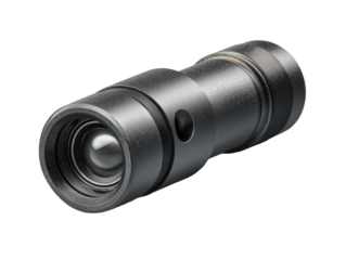 High Precision Metal LensHigh precision cylindrical metal lens isolated on grey background.lens