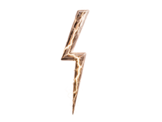 Golden Lightning Bolt on Grey Background 