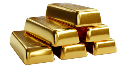 Golden Treasure: A captivating image of stacked gold bars, gleaming with opulence. Evoking themes of wealth and security.