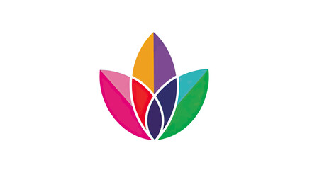 Fototapeta premium Abstract colorful lotus flower logo symbol, vibrant petals, diversity, growth, unity, clean design
