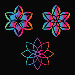 Obraz premium Three stylized floral patterns with rainbow gradient