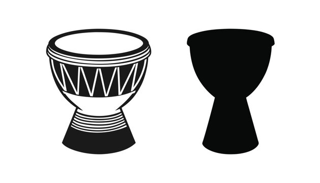 Djembe drums in black and white illustration