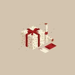 Christmas packaging mockup icon flat vector design.