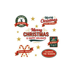 Christmas typography badge icon flat vector design.