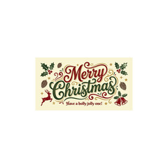 Christmas typography icon flat vector design.