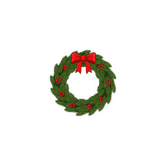 Christmas wreath icon flat vector design.