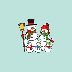 Snowman family icon flat vector design.