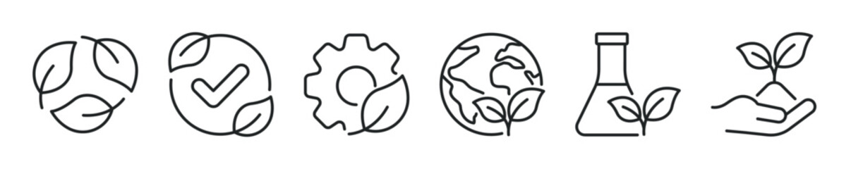 Fototapeta premium Green and Ecology thin line icon set. Web minimal editable stroke icons