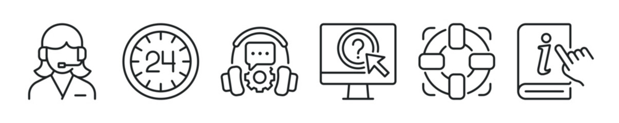 Customer service thin line icon set. Web minimal editable stroke icons