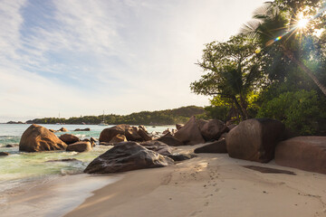 Anse Lazio, Praslin, Seychelles. A serene tropical beach scene