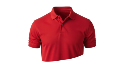 Red polo shirt with short sleeves and collar on black background short sleeve shirt