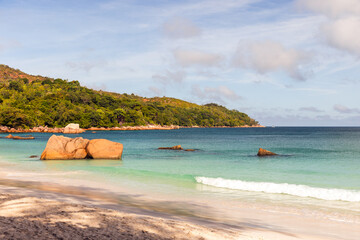 Anse Lazio beach, Praslin island, Seychelles. A tranquil tropical beach scene