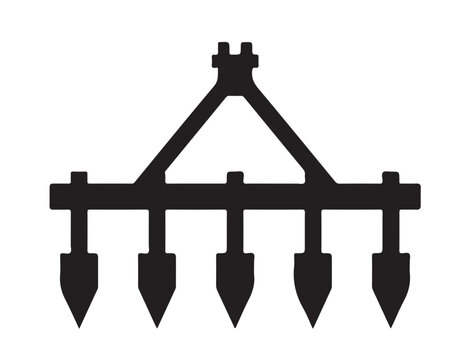 Subsoiler Plough icon in silhouette.
