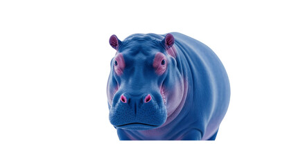 Naklejka premium Blue Hippopotamus Close Up on Transparent Background