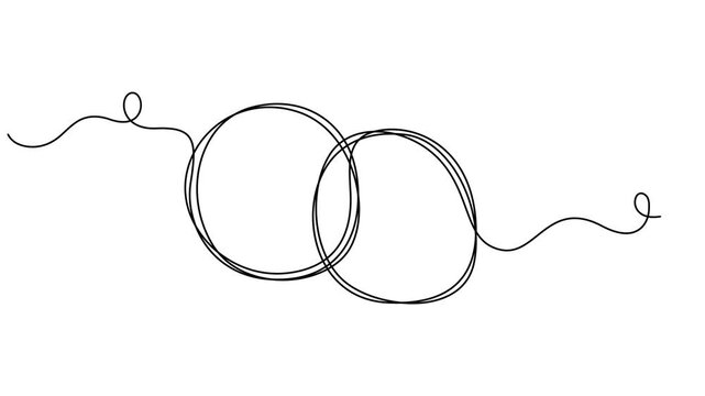 Circle round shape continuous one line drawing on white background minimalist  geometric 4k animation video, Animated circle continuous one line drawn. Abstract round frame linear symbol animation. 