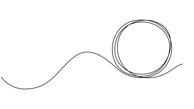 Circle round shape continuous one line drawing on white background minimalist  geometric 4k animation video, Animated circle continuous one line drawn. Abstract round frame linear symbol animation. 