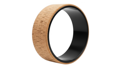 Wooden ring with black interior on black background cork