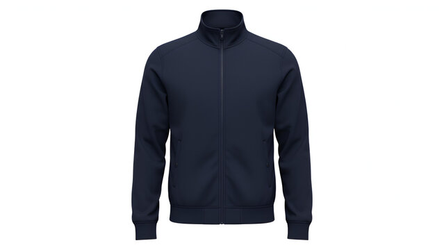 Men's navy blue zip-up fleece jacket, minimalist apparel
