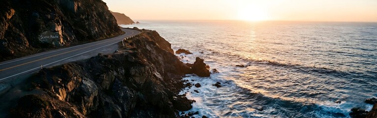 Obraz premium Scenic Coastal Highway at Golden Hour