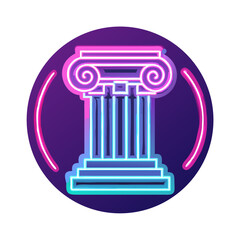 Neon Line Ancient Column Icon