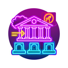 Neon Line Museum Building Icon