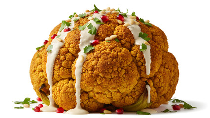 Delicious roasted cauliflower with creamy sauce and herbs