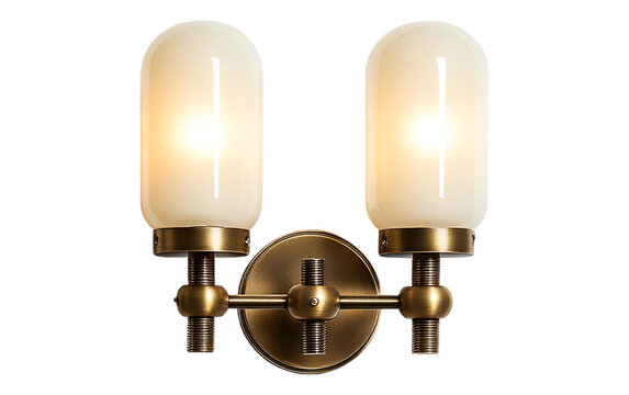 Vintage style double sconce light fixture isolated on transparent background