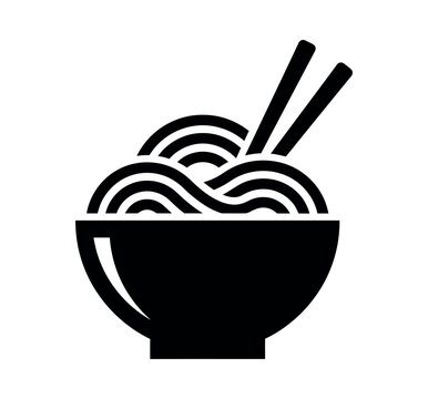 Ramen noodle bowl with chopsticks vector icon